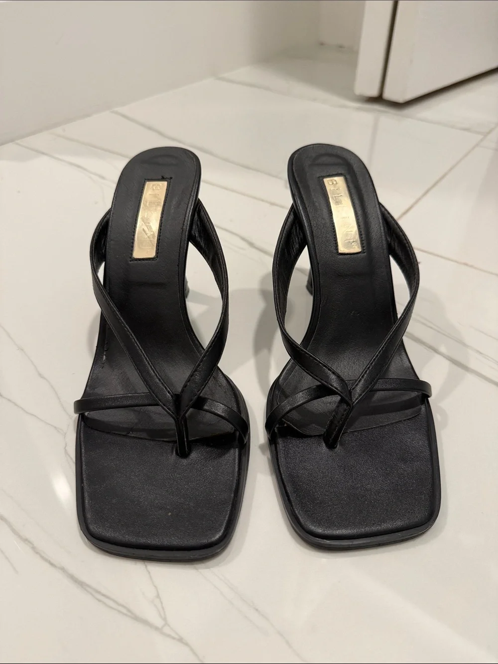 Billini Black Strappy Square-Toe Heel Sandal